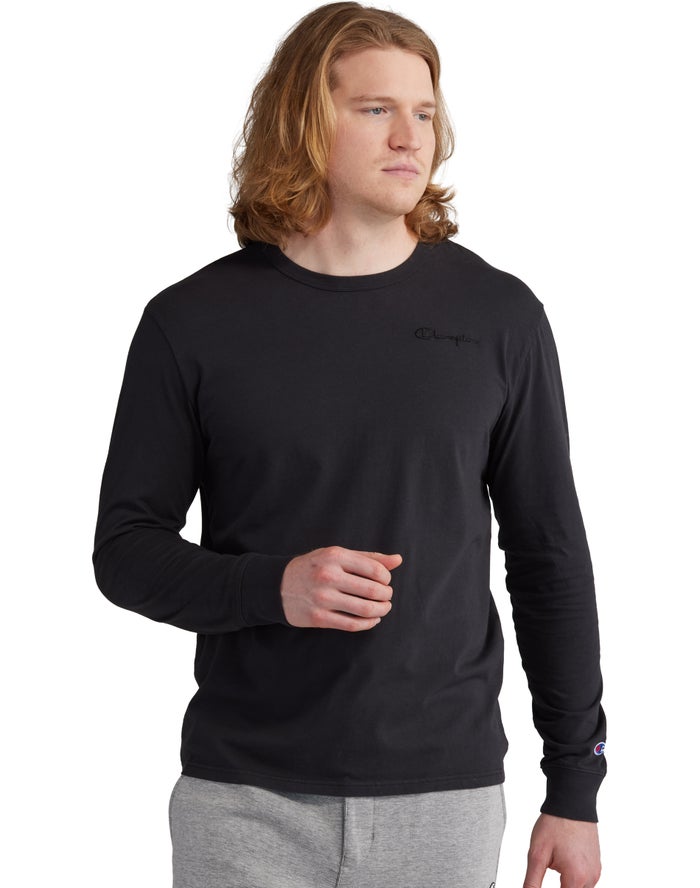 Champion Lightweight Long-Sleeve Embroidered Logo T-Shirt Heren - Zwart - Belgie 5380IAYLU